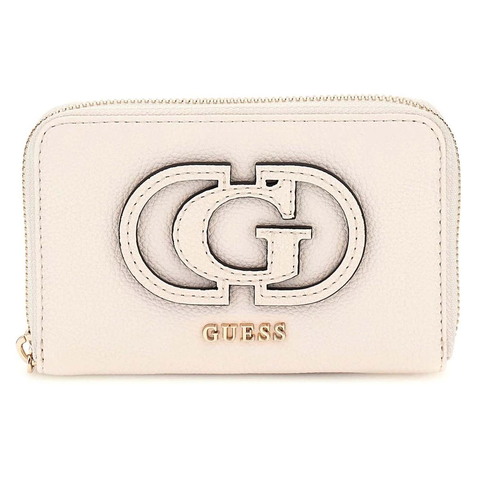 Guess, Damen, Portemonnaie, Calebra Slg Medium Zip Around, Beige, Weiss