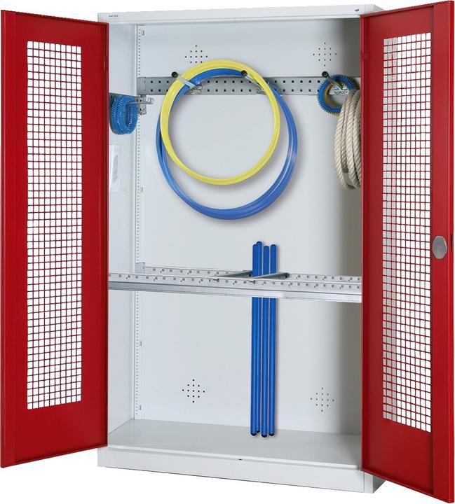Produktbild C+P Modul-Sportgeräteschrank mit Grundausstattung (HxBxT: 195x120x50 cm, mit Lochblech-Flügeltüren)
