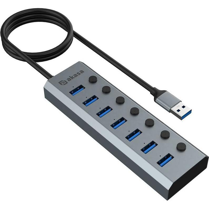 Thumbnail - Akasa Connect 7 IPS - USB Hub (USB-C, 7 Ports), Dockingstation + USB Hub, Schwarz