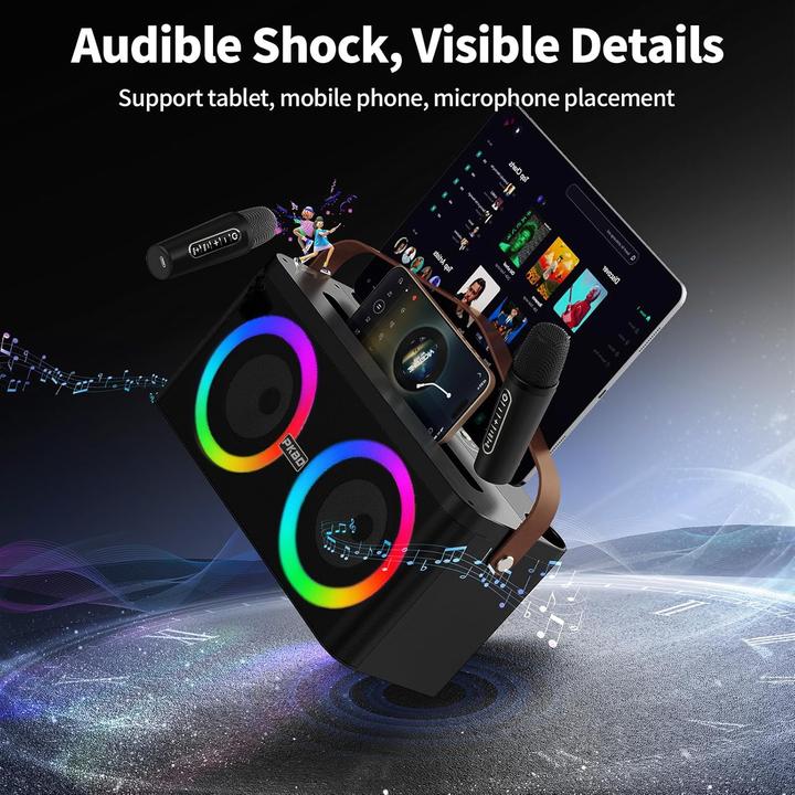 Image du produit Pkbd Karaoke-Maschine mit Bluetooth und 2 Mikrofonen