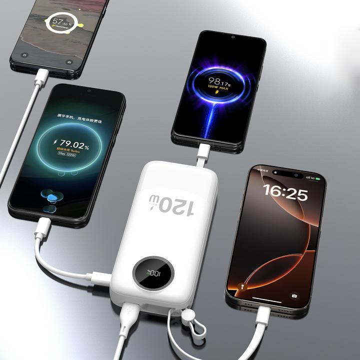 Actual product image Dudao K13Pro 20000mAh Powerbank mit integriertem Kabel - Weiss (20000 mAh, 22.50 W)