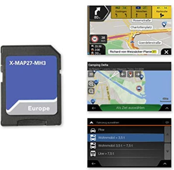 Xzent Micro SD card with camper navigation for Europe, camping POI package, 3-year free map updates