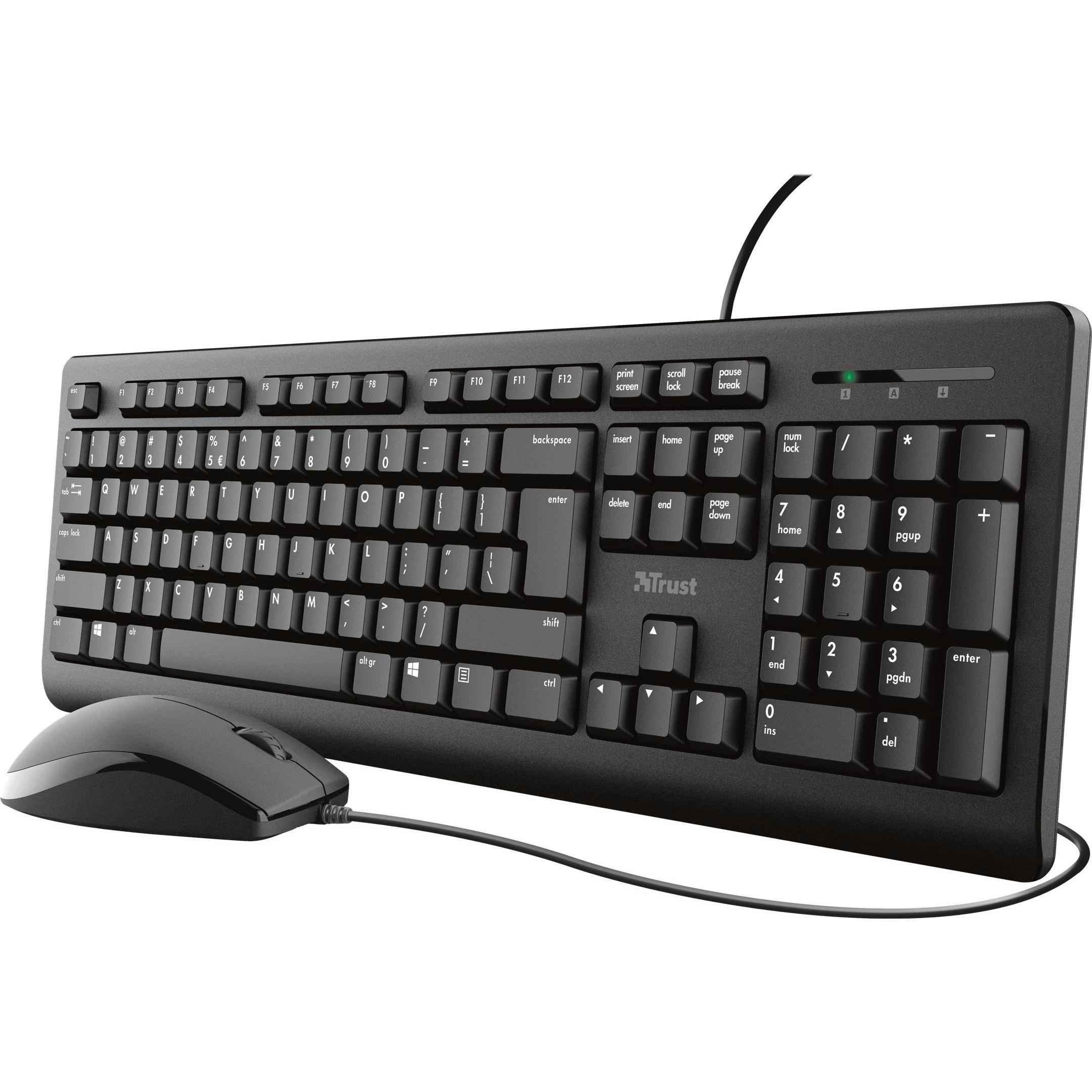 Trust Primo Tastatur USB QWERTZ Deutsch Schwarz (DE, Kabelgebunden), Tastatur, Schwarz