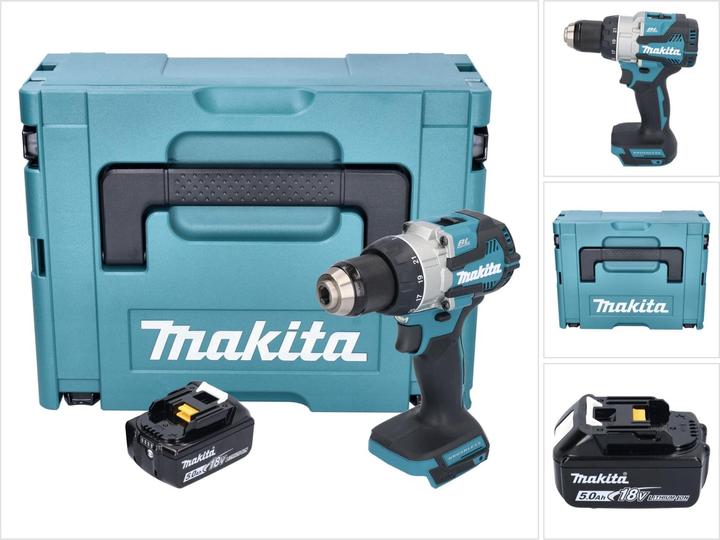 Actual product image Makita DDF 489 T1J Cordless drill driver 18 V 73 Nm brushless + 1x rechargeable battery 5.0 Ah + Makpac - (Rechargeable battery operated)