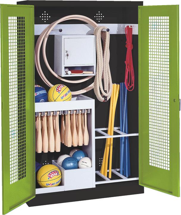 Produktbild C+P Sportgeräteschrank (HxBxT: 195x120x50 cm, mit Lochblech-Flügeltüren, Typ 1)