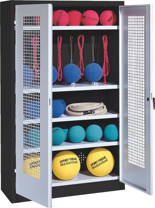 Produktbild C+P Sportgeräteschrank (HxBxT: 195x120x50 cm, mit Lochblech-Flügeltüren, Typ 2)