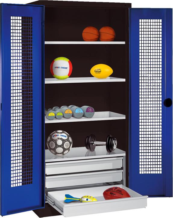 Image du produit C+P Armoire pour équipements sportifs avec tiroirs (h x l x p : 195 x 120 x 50 cm, avec portes