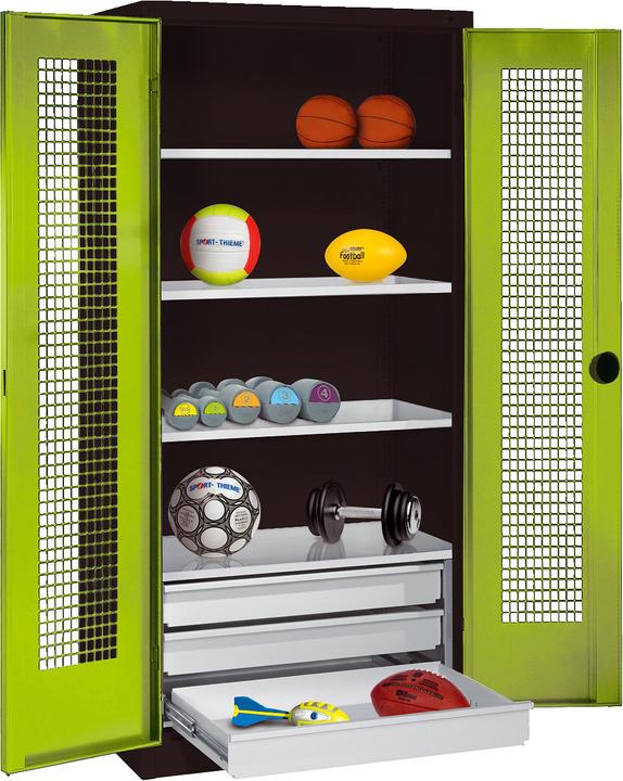 Immagine prodotto C+P Armadio per attrezzature sportive con cassetti (HxLxP: 195x120x50 cm, con ante a battente forate