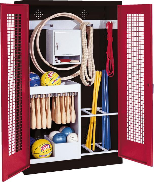 Actual product image C+P Sports equipment cabinet (HxWxD: 195x120x50 cm, with perforated sheet metal hinged doors, type 1)