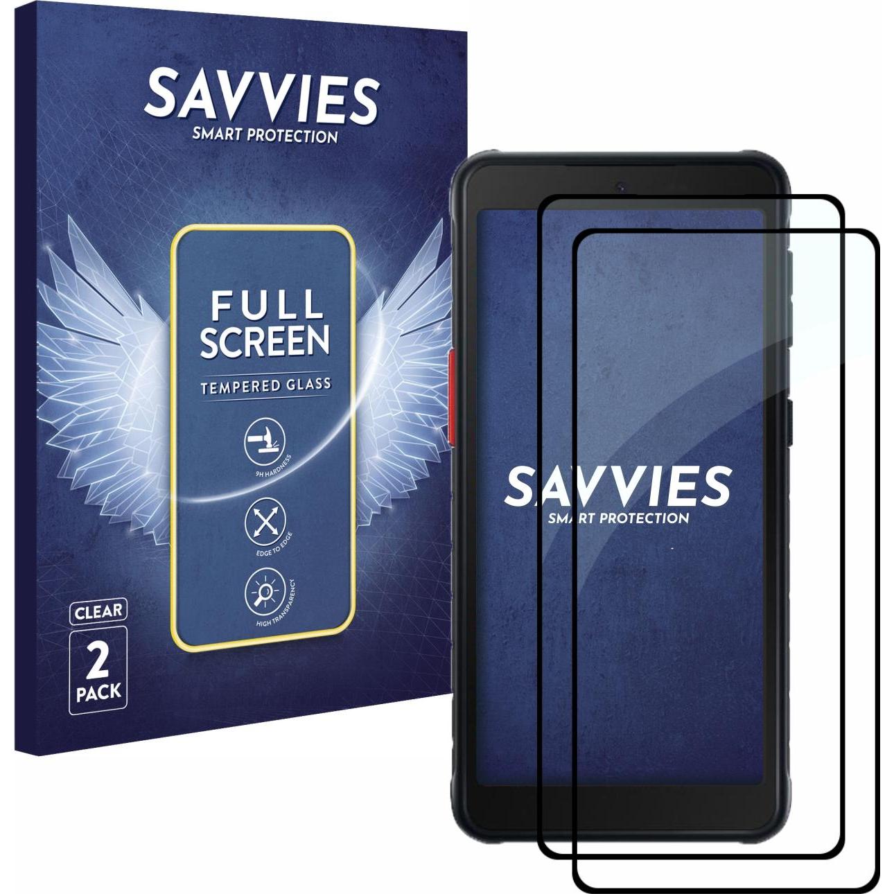 Savvies Full-Screen Displayschutz Panzerglas Schutzglas (2 Stück, Samsung Galaxy Xcover 5), Smartphone Schutzfolie, Tran...
