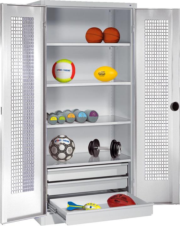 Immagine prodotto C+P Armadio per attrezzature sportive con cassetti (HxLxP: 195x120x50 cm, con ante a battente forate