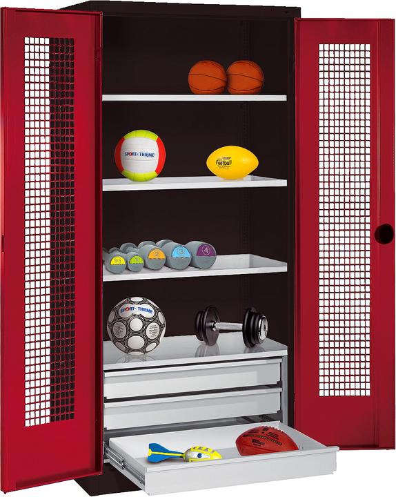 Immagine prodotto C+P Armadio per attrezzature sportive con cassetti (HxLxP: 195x120x50 cm, con ante a battente forate