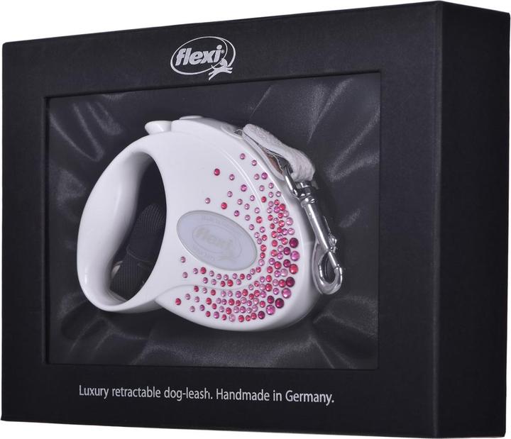 Produktbild Flexi Glam Splash Pink with Swarovski crystals S - Hund Rückziehbare Leine - 3 m - Weiss (S, Hund, Spazieren)