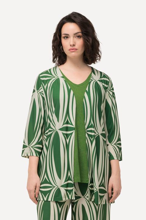 Actual product image Ulla Popken Geometric Print 3/4 Sleeve Jacket (58)