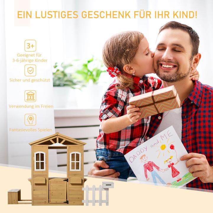 Produktbild Outsunny Kinderspielhaus Tannenholz Gelb