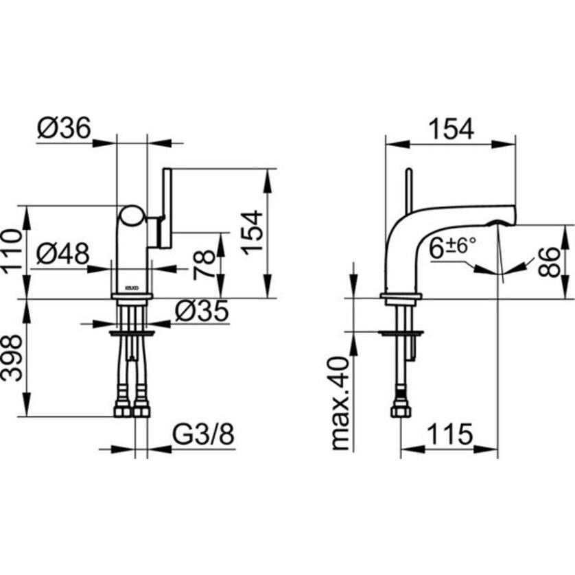 Thumbnail - Keuco, Badarmatur, Einhebel-Waschtischmischer EDITION 400 80 ohne Zugstangen-Ablaufgarnitur verchromt ohne Zugstange...