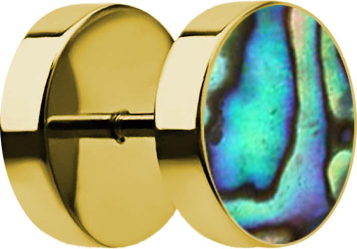 Produktbild Star Piercing Fake Plug vergoldet Epoxid Abalone (Chirurgenstahl 316L, ohne Messing, Organisch)