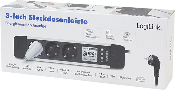 Produktbild LogiLink Prüfen (3 x, CEE 7/3, 1.40 m)