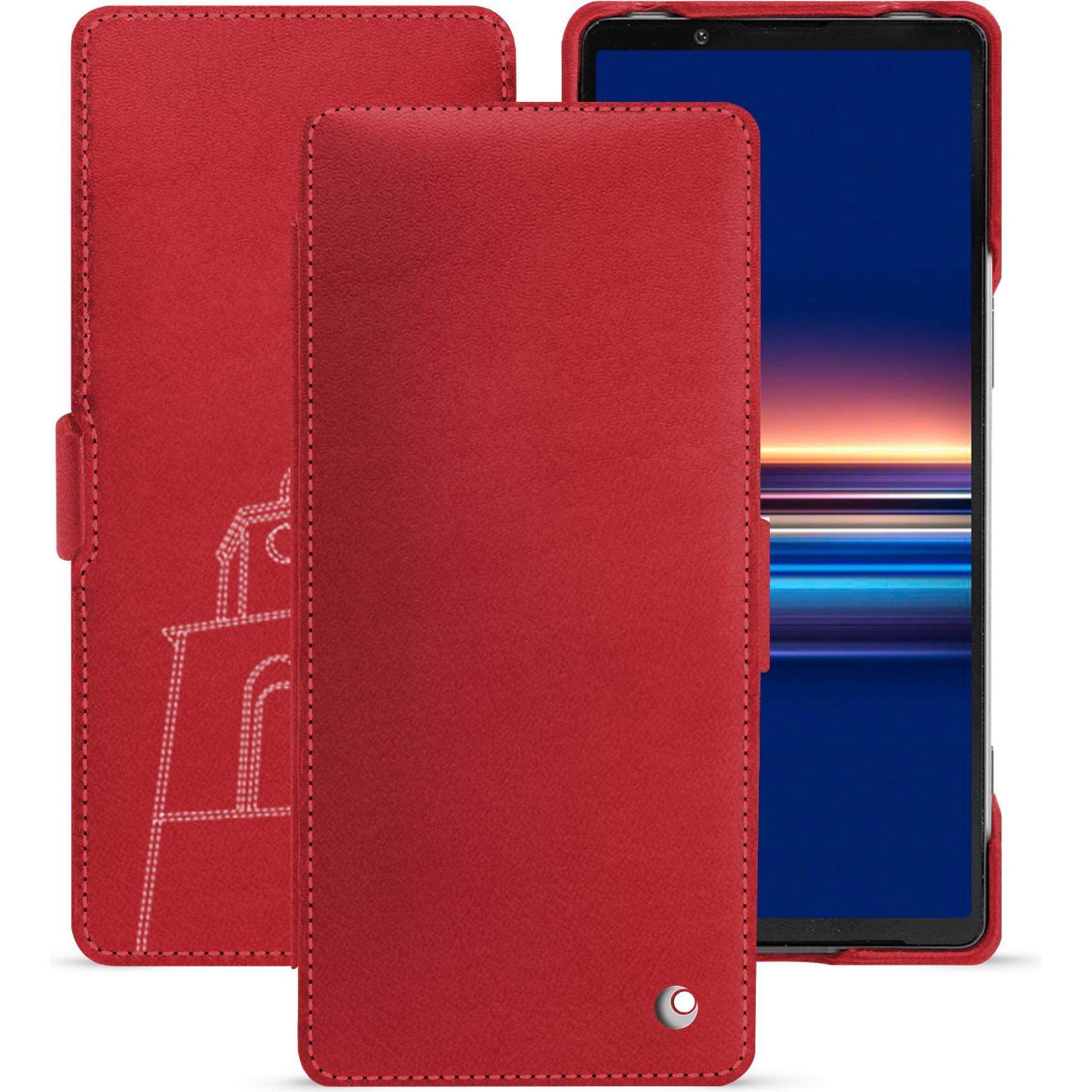 Noreve Lederschutzhülle horizontal (Sony Xperia 5 V), Smartphone Hülle, Rot