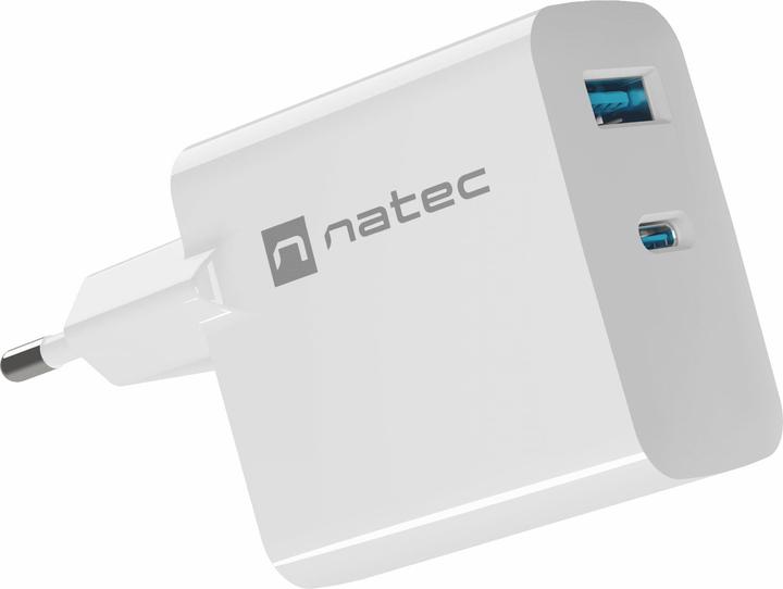 Genesis Ladowarka sieciowa Natec Ribera Gan 1x USB-A + 1x USB-C 65W biala (65 W)