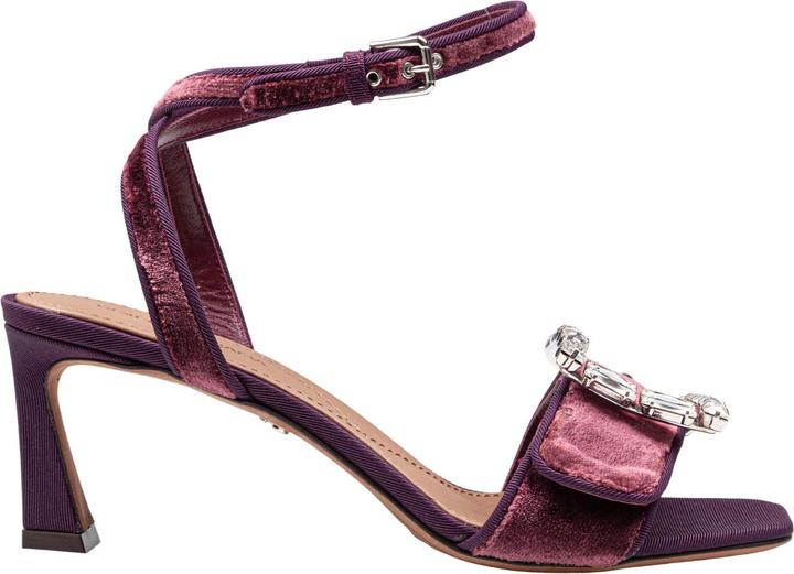 Actual product image Dolce & Gabbana velvet sandal in vinacca color with buckle with stones (38)