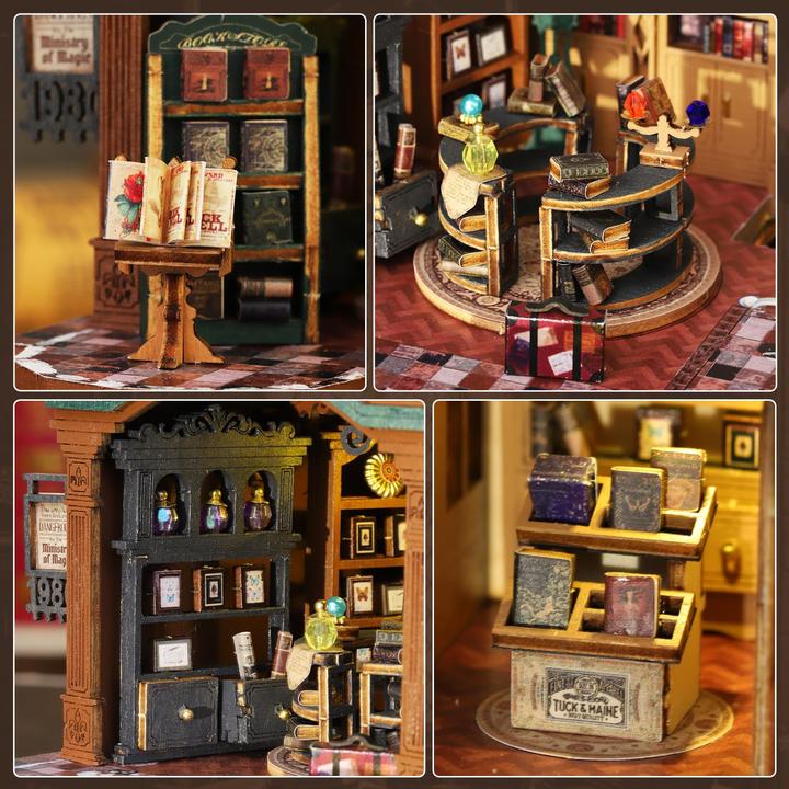 Image du produit Activity Board DIY Miniature Dollhouse Kit, Wooden Dollhouse Construction Kit, Miniature House Kit with LED Light
