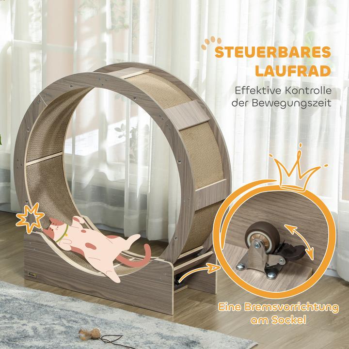 Produktbild PawHut Katzenlaufrad (94 cm, Walnuss)