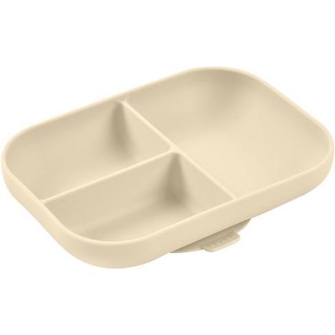 Beaba, Stoviglie + posate per bambini, Unterteilter Silikonteller beige