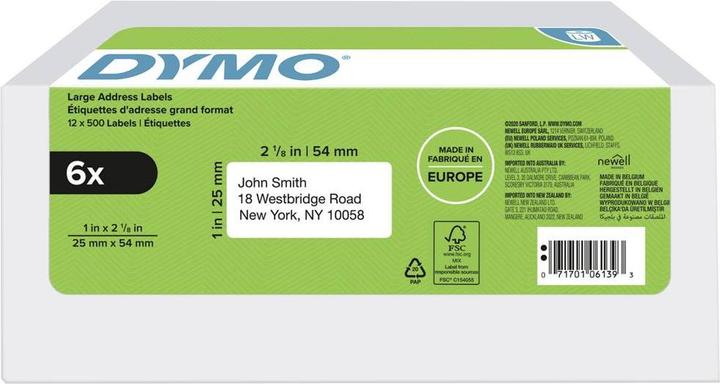 Actual product image Dymo LW return address labels large 500pcs/roll (2.50 cm)