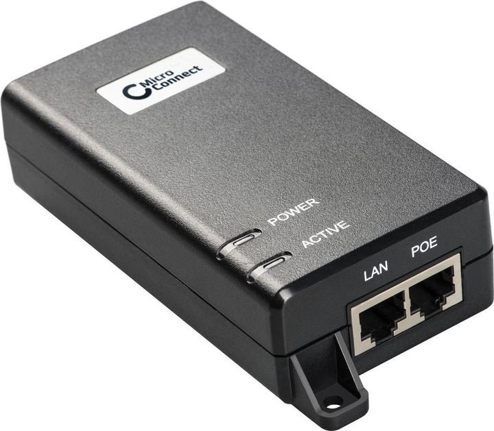 Produktbild MicroConnect POEINJ-30W-UK PoE-Adapter 10 Gigabit Ethernet,100 Gigabit Ethernet 48 V (802.3af (PoE), 802.3at (PoE+), 30 W)