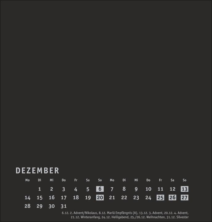 Actual product image Premium-Bastelkalender schwarz mittel 2026 (21 x 22 cm, No binding, German)