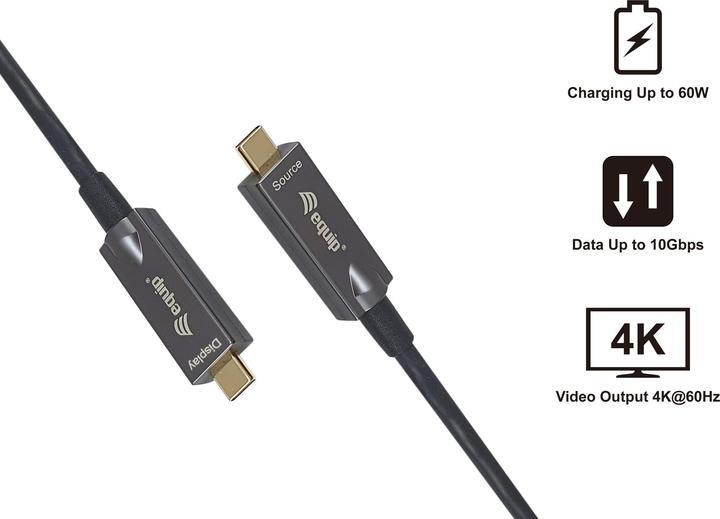Produktbild equip USB Kabel 3.2 C -> C St/St 10.00m 4K/60Hz sw (10 m, USB 3.2 Gen 2, 60 W)