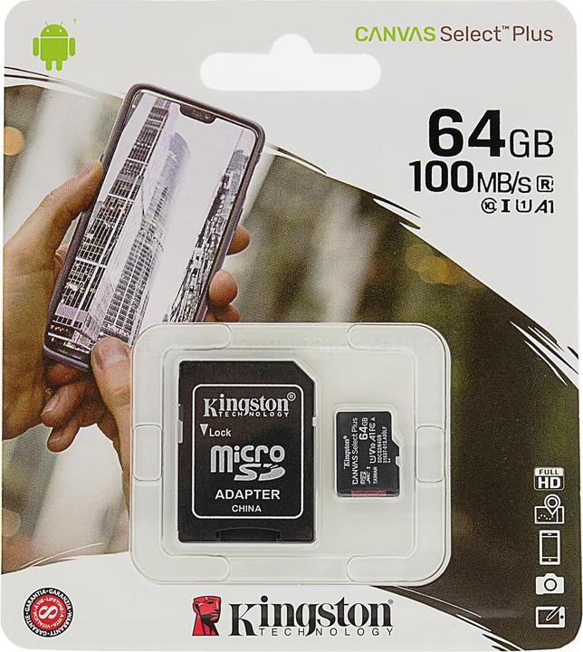 Actual product image Patona Kingston Speicherkarte MicroSDXC 64GB 1000 MB/s Class 10 (64 GB, microSD, U1, UHS-I)