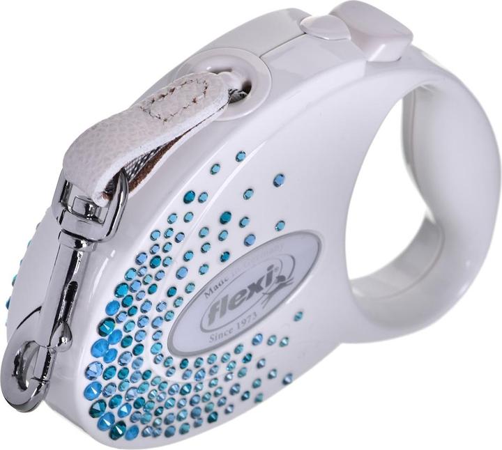 Actual product image Flexi Glam Splash Ocean with Swarovski crystals S - Dog Retractable Leash - 3 m - White (S, Dog, General)