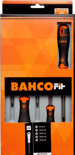 Produktbild Bahco BahcoFIT Satz Schraubendreher für TORX-Schrauben, manipulationssicher, mit Gummigriff - 5-teilig (TX)