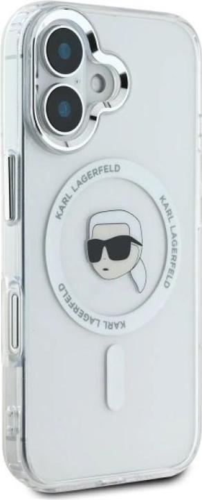 Produktbild Karl Lagerfeld KLHMP16MHLSKIH iPhone 16 Plus 6.7" biały/white hardcase IML Metal Karl Head MagSafe (Apple iPhone 16 Plus)