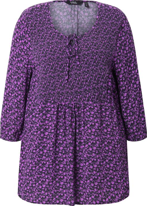 Produktbild Ulla Popken Bluse, A-Linie, Smok-Einsatz, farbiges Minimalmuster (46, 48)