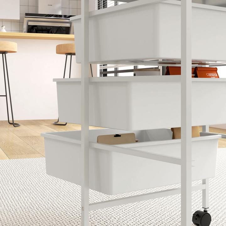 Image du produit Homcom Rollwagen Stahl, Kunststoff Weiss