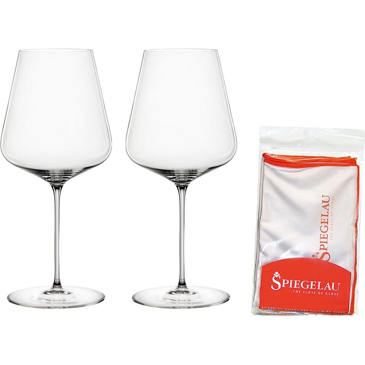 Spiegelau Bordeauxgläser + Poliertuch Definition, Weingläser, Transparent