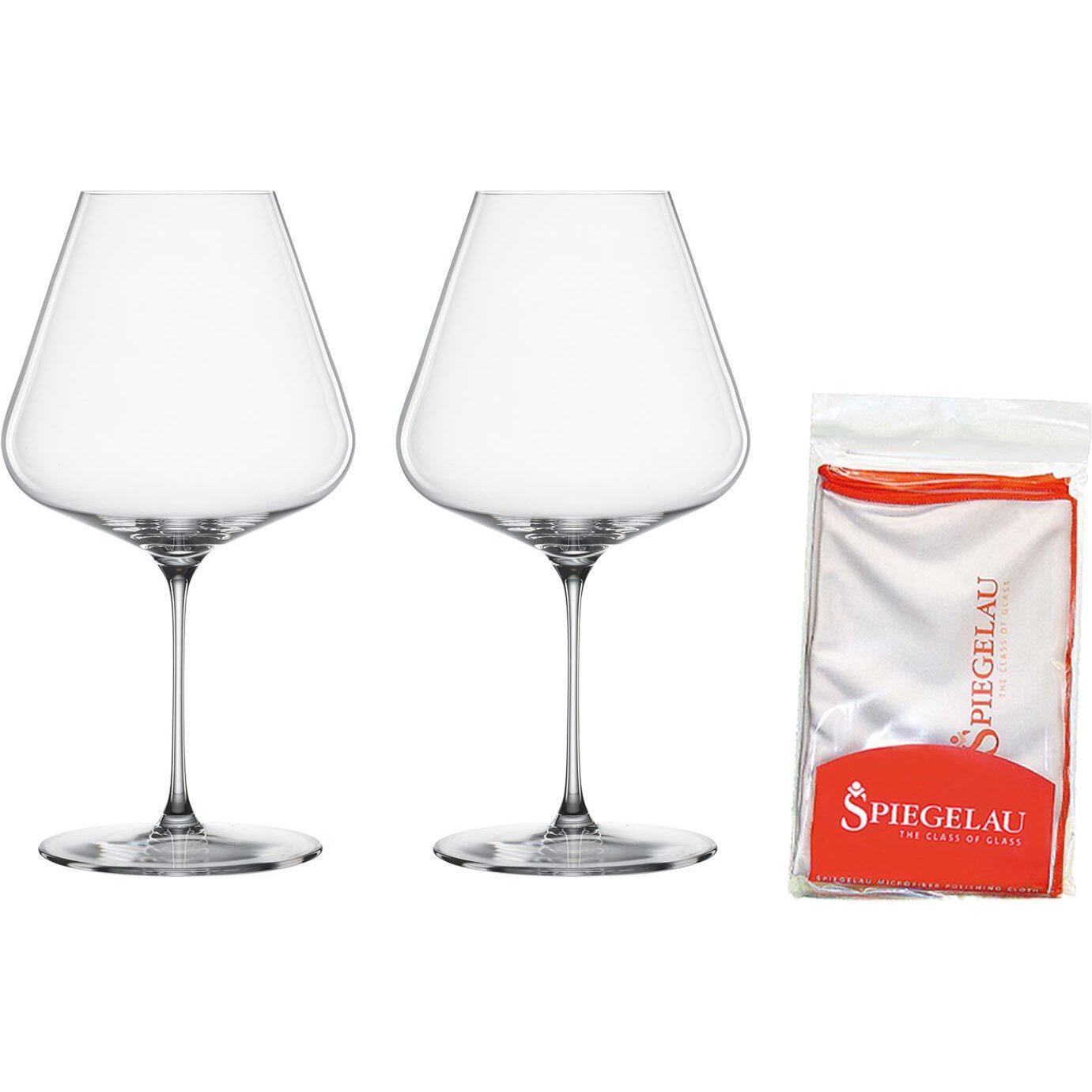 Spiegelau Burgundergläser + Poliertuch Definition, Weingläser, Transparent