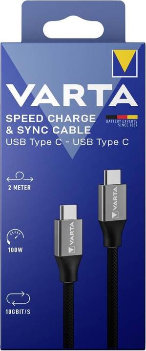 Produktbild Varta Speed Charge & Sync Cable USB Type C to USB Type C (2 m, USB 3.1, 100 W)