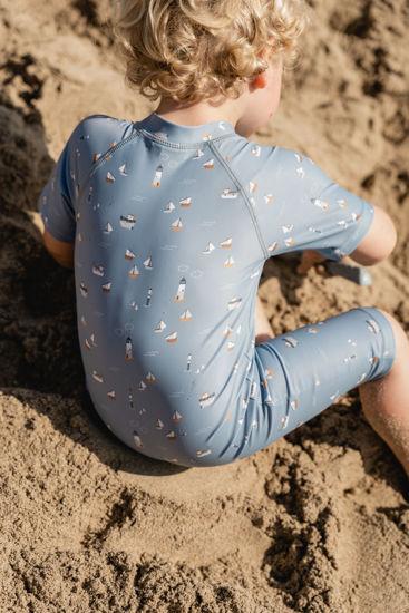 Actual product image Little Dutch Sailors Bay Short Sleeve Swimsuit Dark Blue - 74/80 (74)
