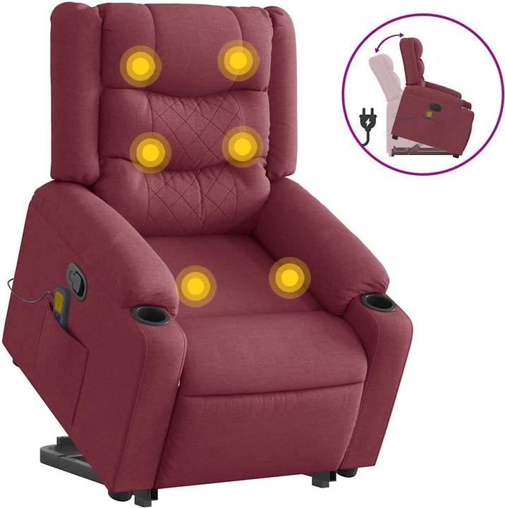 Immagine prodotto VidaXL Poltrona massaggiante con ausilio stand-up in tessuto rosso vino