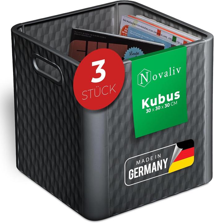Produktbild Novaliv 3X Box 30x30x30 cm Kunststoff Boxen für Kallax Regal Körbe 30x30 Aufbewahrungsbox als Schran (30 x 30 x 30 cm, 25 l)