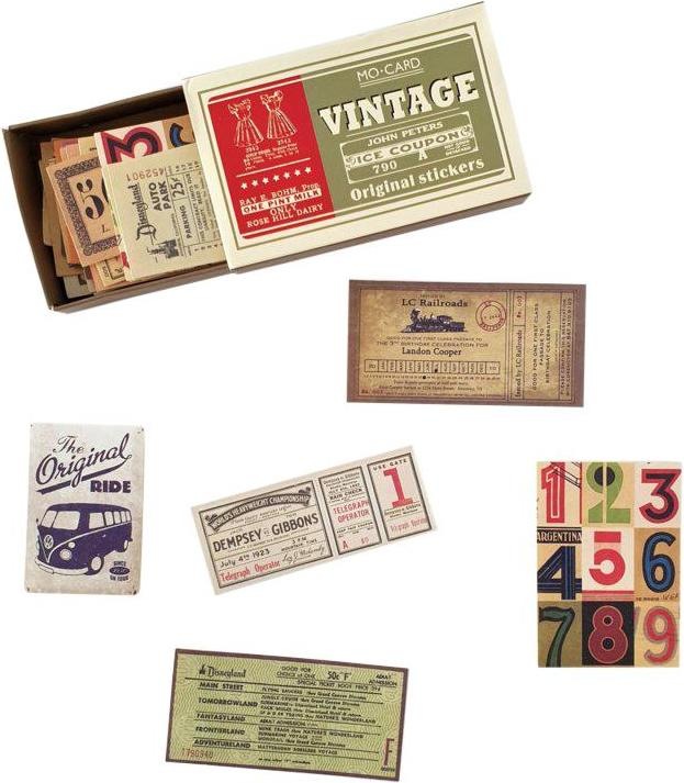 Produktbild JTI 60x Aufkleber-Etiketten in Box, Vintage - Nr. 6