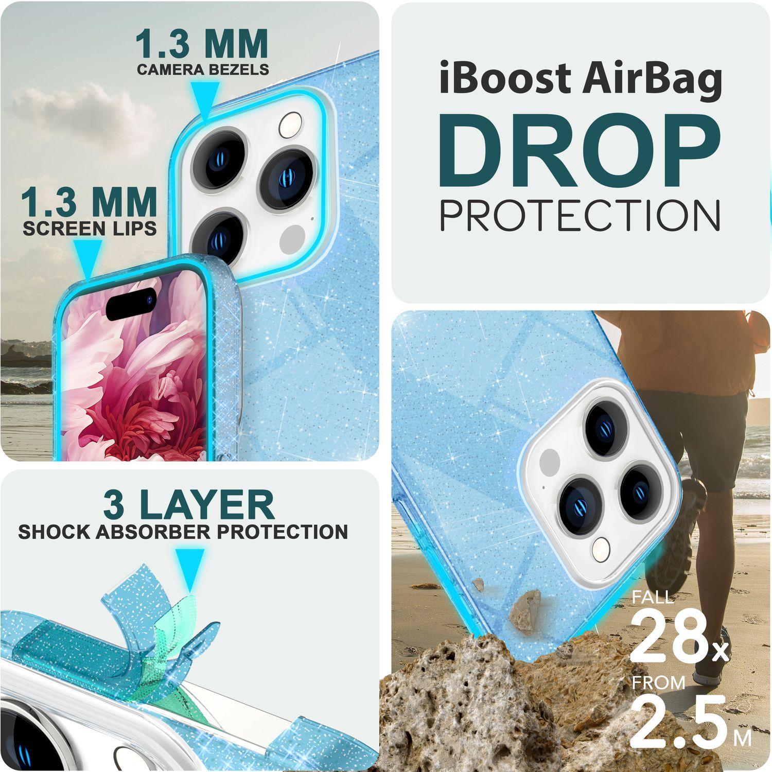 Thumbnail - Nalia Glitzer Hülle (Apple iPhone 15 Pro), Smartphone Hülle, Blau