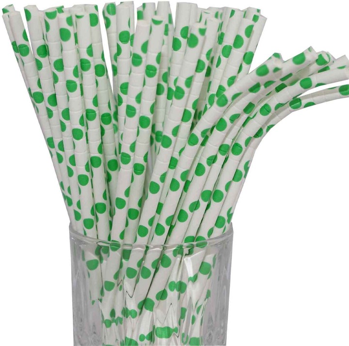 Actual product image Luxentu Paper Drinking Straws Dotted with Bend (100 x)