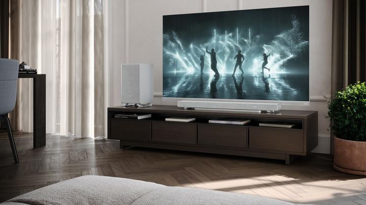 Actual product image Sharp Speakers HT-SBW53121(SL) Q 3.1.2 Dolby Atmos/ DTS:X Soundbar with Wireless Subwoofer, Silver | (182 W, 3.1.2 Channel)