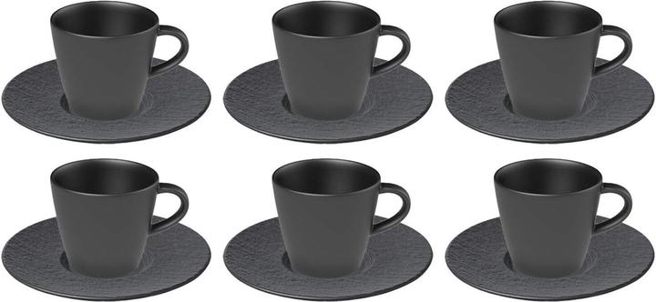 Villeroy & Boch Manufacture Rock Coffee Cup Set – 6 Black Porcelain Mugs, 220 Ml Each, Dishwasher & Microwave Safe