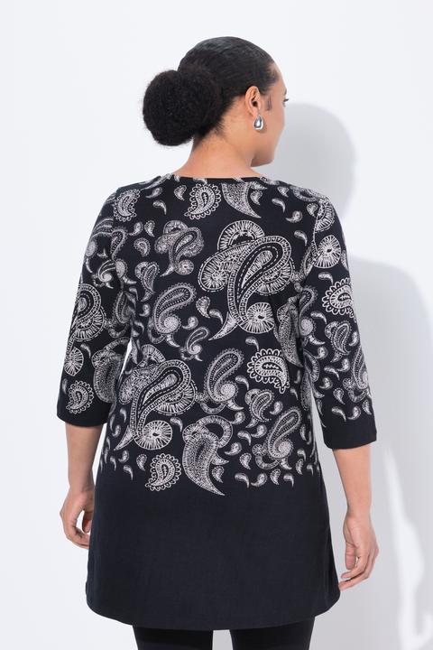 Actual product image Ulla Popken Paisley Placement Print A-Line Knit Tunic (68)